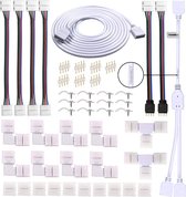 TRANSNECT - Led Strip Koppelstuk Kit- Led Strip Connector Kit – Soldeerloos - RGB - 4 pins - 10mm - 47 stuks