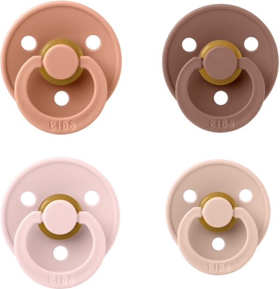 Bibs fopspeen 0-6 maanden Set 4 Woodchuck,Pumpkin,Peach en Blush Maat 1 - 4 stuks