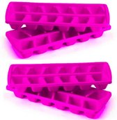 PlasticForte IJsblokjesvormen set 4x stuks met deksel - 24 ijsklontjes - kunststof - roze