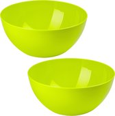 Plasticforte Serveerschaal/saladeschaal - 2x stuks - D28 x H14 cm - kunststof - groen