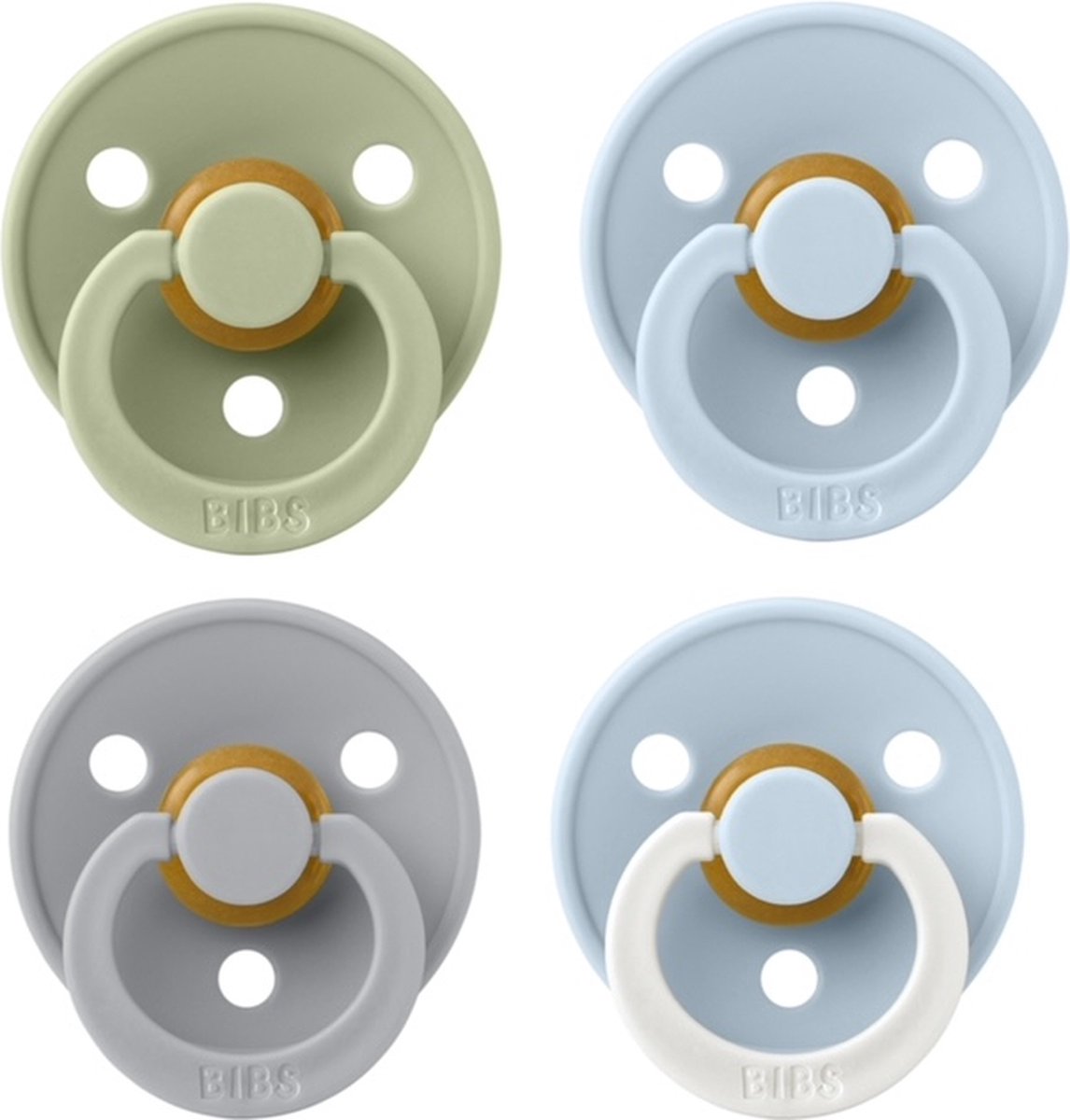Goedkoopste Bibs fopspeen 0-6 maand set 4 stuks Sage,Baby Blue,Baby Blue Glow en Cloud maat 1