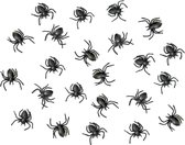 PartyDeco Horror/Halloween griezel spinnetjes - 50x - kunststof - zwart - 3 cm