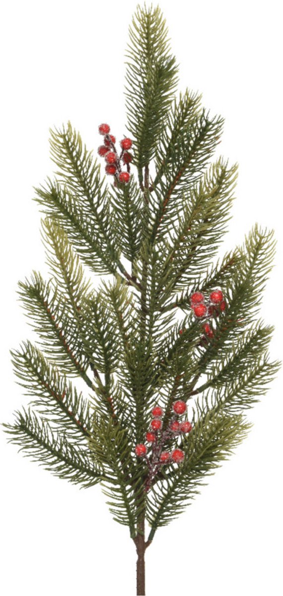 Decoris kersttak/dennentak - groen met bessen - 77 cm