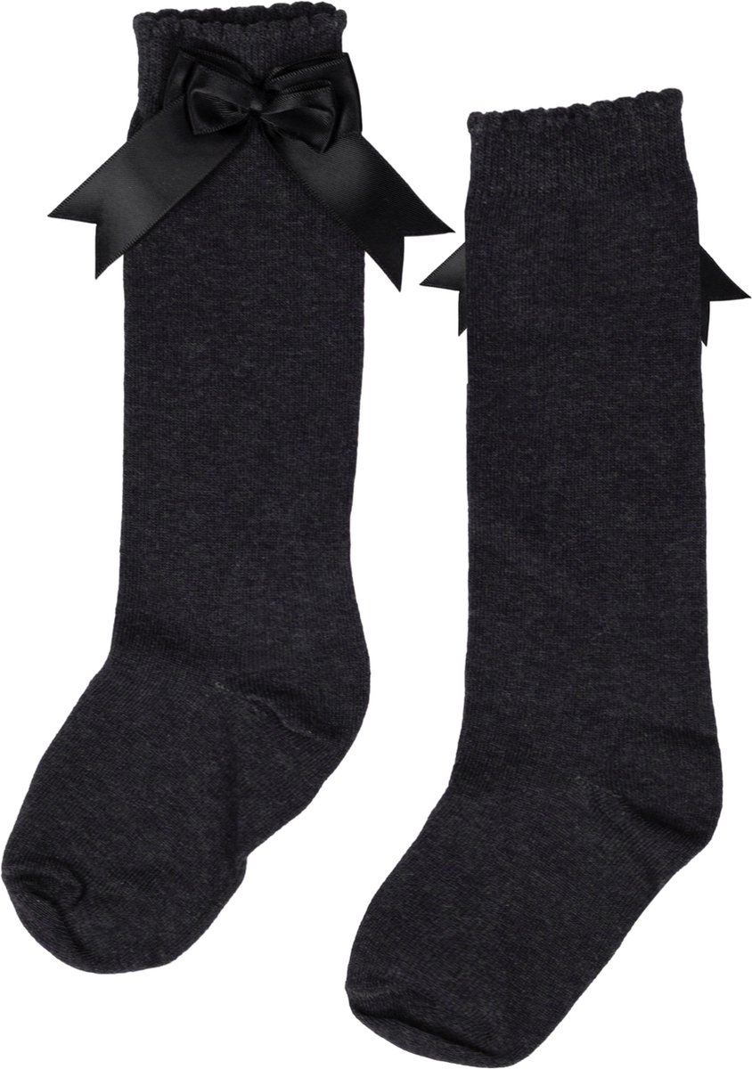 iN ControL 2pack kniekousen met satijnen strik - ANTRA GREY - 17/19