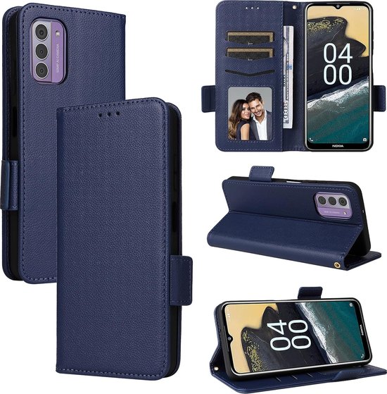 Custodia Flip Con Farfalle Per Nokia G42 5G - EASSGU In Pelle Con Portafoglio E 3 Slot Carte, Blu