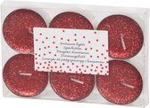 Glitter theelichten - waxinelichtjes rood - sparkles - kerst - sinterklaas - valentijn