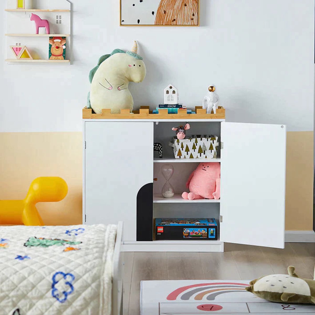 Rootz Design Kinderopbergkast - Kinderboekenkast Boekenplank Speelgoedplank Kinderkamer Opslag Display Plank Rack Organizer