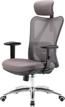 SIHOO bureaustoel bureaustoel, ergonomisch, verstelbare lendensteun, 150kg belastbaar ~ zonder voetsteun, grijs
