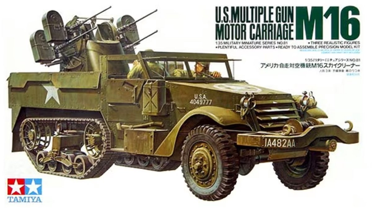 Tamiya Modelbouwpakket Militaire voertuigen - 35081 U.S. Multiple Gun Motor Carriage M16 Halftrack Plastic - 1:35 - Modelbouw
