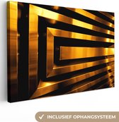 Canvasdoek - Wanddecoratie- Woonkamer decoratie - Patronen - Goud - Luxe - Geometrie - Zwart - 180x120 cm