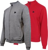 2-Pack Donnay - Sweater zonder capuchon (Bryan) - Sportvest - Heren - Silver-marl/Berry Red (539) - maat XL