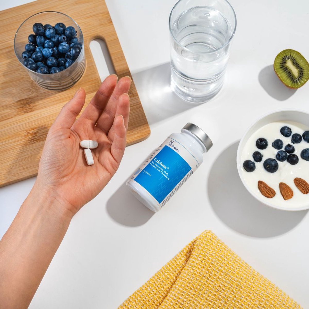 Nutribites - Calcium+ - Met Zink en Magnesium - Goed voor botten, gebit en spieren - 60 Vegetarische tabletten — afbeelding 2