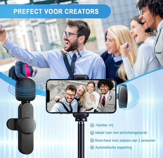 GKEAPZA Draadloze Lavalier-Microfoon voor Mobiele Telefoon/iPhone/Computer met USB C, Ruisonderdrukking voor Video-Opnames, Vlog, TikTok, YouTube - Plug-Play Clip-On