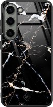 Casimoda® hoesje - Geschikt voor Samsung Galaxy S23 - Marmer Zwart - Luxe Hard Case Zwart - Backcover telefoonhoesje - Zwart