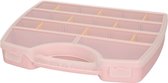 Plasticforte Mallette de rangement/boîte de rangement/boîte de tri - 13 compartiments - plastique - rose - 25 x 21 x 4 cm