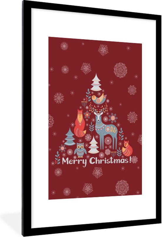 Illustration scandinave d'animaux sauvages avec la citation Joyeux Noël 80x120 cm