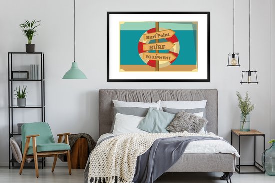 Illustration 'Surf Point Surf Equipment' avec bouée de sauvetage 120x80 cm
