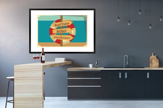 Illustration 'Surf Point Surf Equipment' avec bouée de sauvetage 120x80 cm