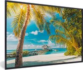 Plage tropicale avec palmiers et ciel bleu 120x80 cm / Mer et plage