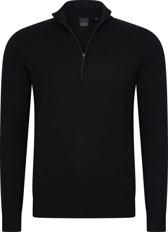 Mario Russo Half Zip Sweater - Trui Heren - Sweater Heren - Coltrui Heren - 3XL - Zwart