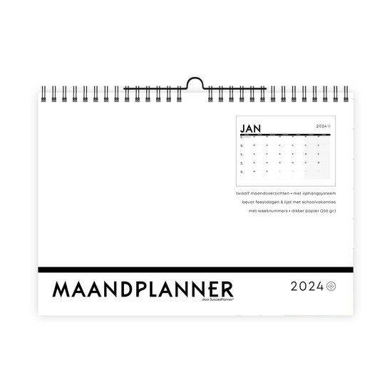 Succesplanner MaandPlanner 2024 - wandkalender - maandoverzicht - minimalistisch
