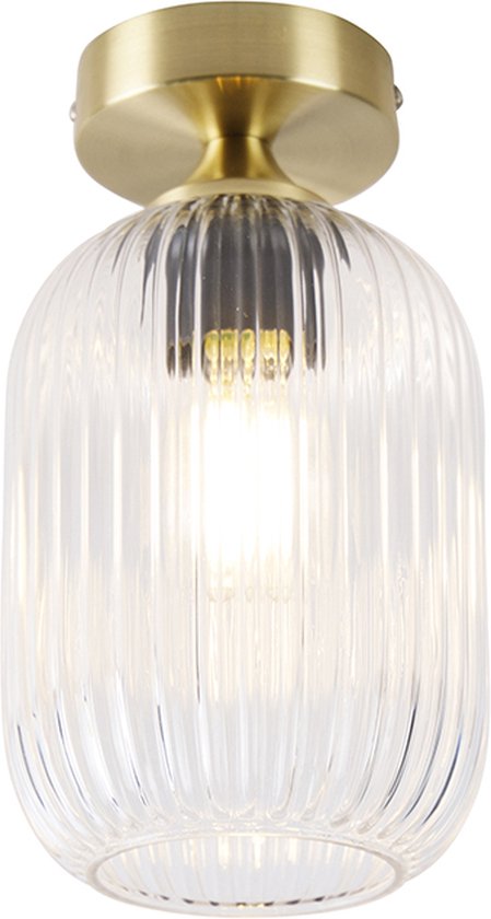 QAZQA banci - Art Deco Dimbare LED Smart Plafondlamp incl. wifi met Dimmer - 1 lichts - Ø 14 cm - Messing - Woonkamer | Slaapkamer | Keuken