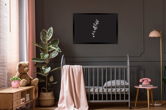 Photo dans le cadre - Cadre photo plant oblique illustration botanique en ligne noir sans support 120x80 cm - Affiche dans le cadre (Décoration murale salon / chambre)