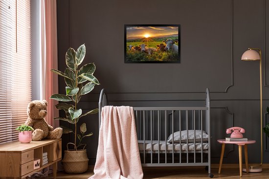 Photo encadrée - Cadre photo Vaches en Irlande noir sans passe partout 60x40 cm - Affiche encadrée (Décoration murale salon / chambre)