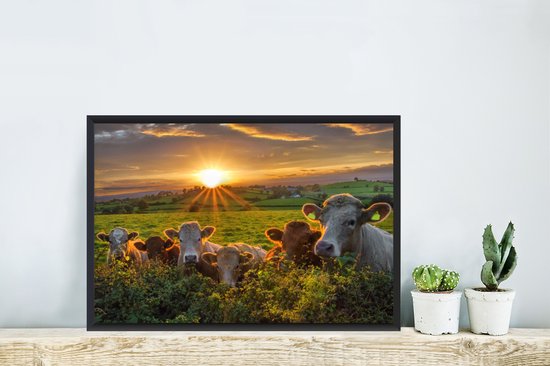 Photo encadrée - Cadre photo Vaches en Irlande noir sans passe partout 60x40 cm - Affiche encadrée (Décoration murale salon / chambre)