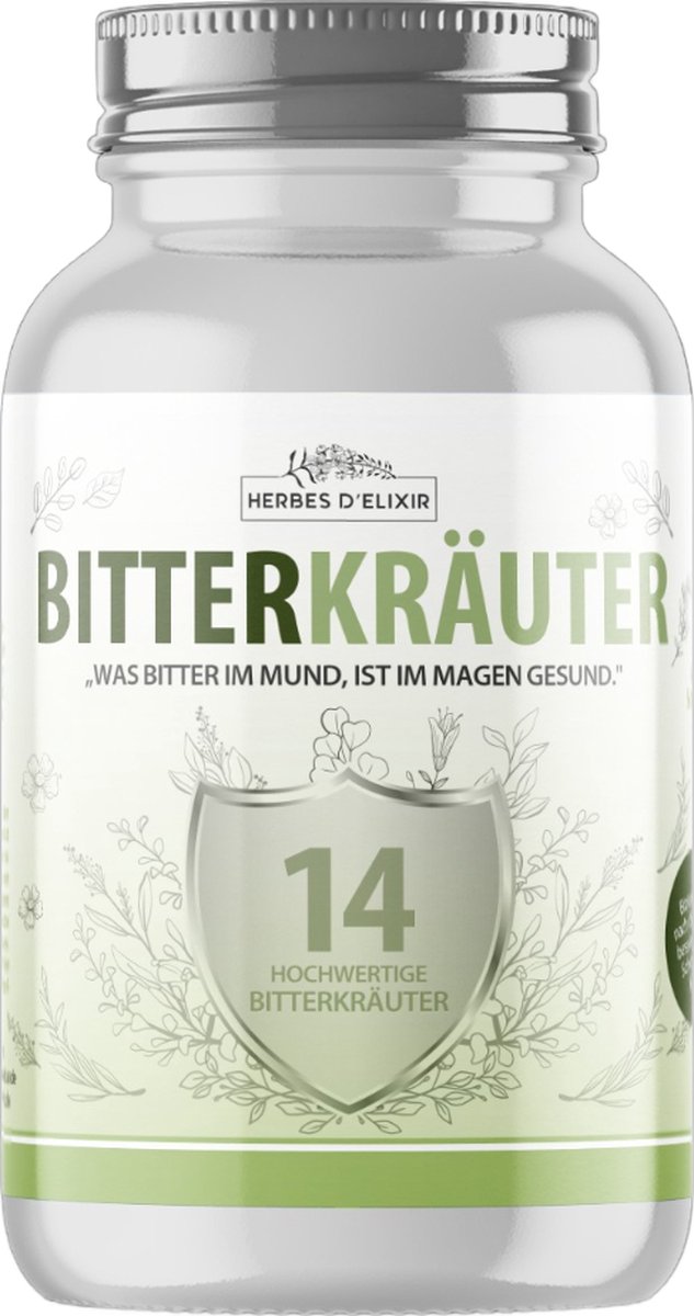 Goedkoopste Herbes D'elixir Bitterkruiden Capsules - 100 stuks - zonder toevoegingen - 14 Hoogwaardige Bitterkruiden