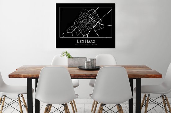 Fotolijst incl. Poster - Plattegrond - Den Haag - Kaart - Stadskaart - 80x60 cm - Posterlijst