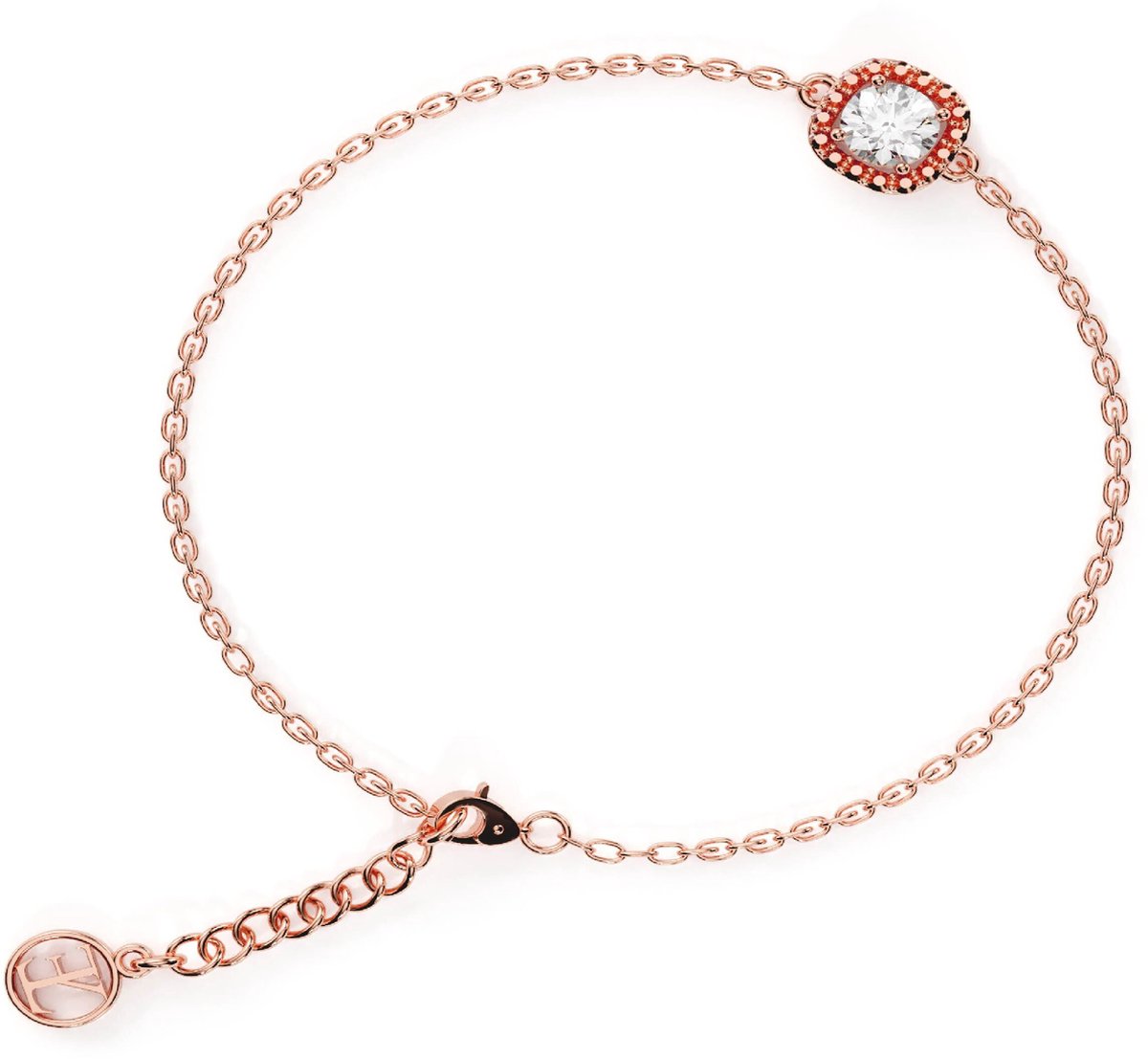 Elysian Armband Dames - Sterling Zilver 925 - 18K Rosé Goud verguld - Luxe geschenkdoos - 16 + 4 cm