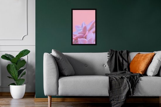 Fotolijst incl. Poster - Vetplant - Zomer - Roze - Planten - 20x30 cm - Posterlijst