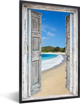 Fotolijst incl. Poster - Zee - Tropical - Doorkijk - Strand - 80x120 cm - Posterlijst
