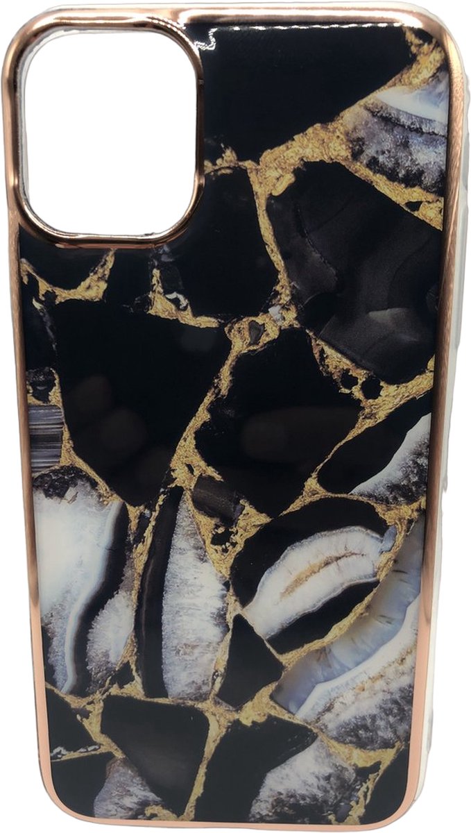 Luxe Marmer Back Cover hoesje - Geschikt voor Apple iPhone 13 Pro - Marmer - Luxe - Zwart