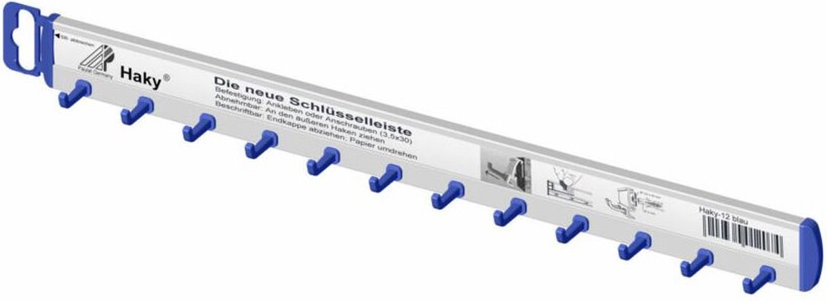 Haky sleutellijst 12 haken blauw