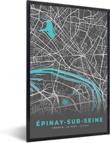 Fotolijst incl. Poster - Frankrijk – Épinay-sur-Seine – Stadskaart – Plattegrond – Kaart - 80x120 cm - Posterlijst