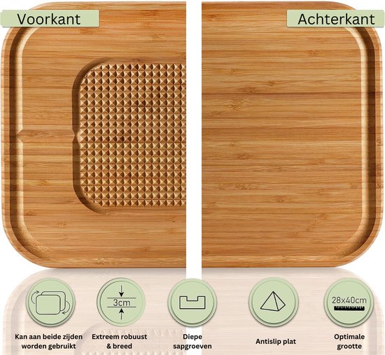 LYKKA® Premium bamboe snijplank | keukenplank met sapgoot & antislip snijvlak voor de... | bol