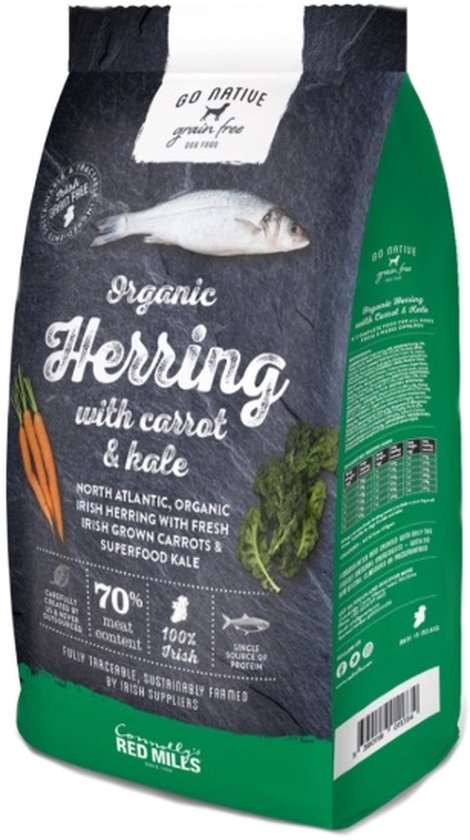 Foto: Go native grain free dog herring with carrot kale 800 gram hond