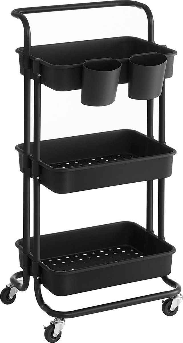 Keukenrek - Trolley - 3 niveaus - Zwart