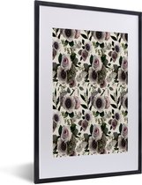 Fotolijst incl. Poster - Bloemen - Rozen - Bladeren - 40x60 cm - Posterlijst