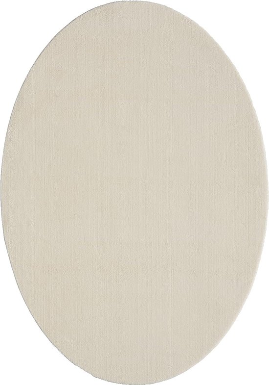 Vloerkleed voor woonkamer of slaapkamer in creme 140x200 cm | Modern en zacht kortpolig tapijt | Ovaal | Antislip onderkant | Wasbaar tot 30 Graden | Rug for bedroom or living room | RELAX kleed by The Carpet