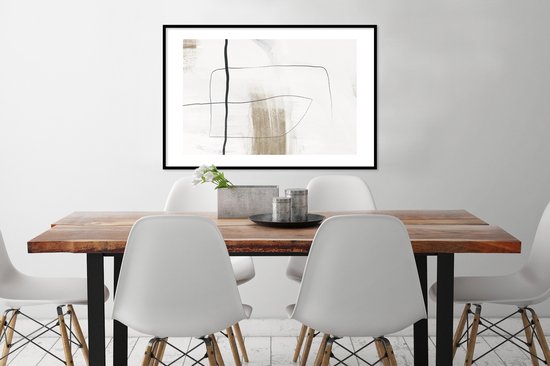 Affiche avec cadre Peinture - Zwart - Wit - 90x60 cm