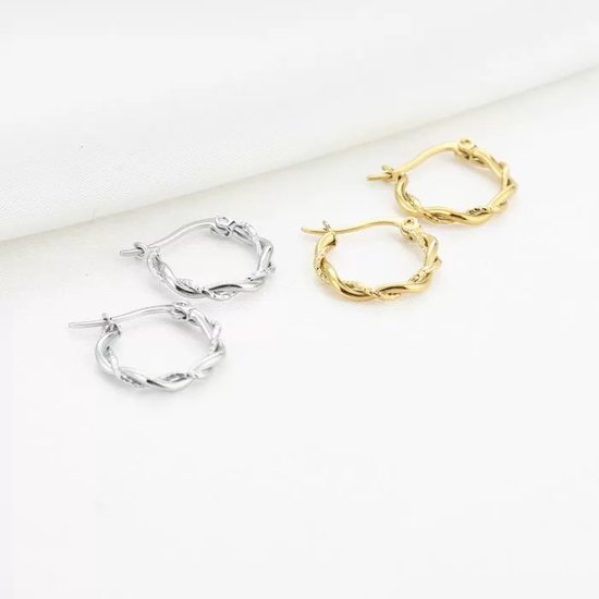Bijoutheek Boucles d'oreilles Créoles torsadées fines Goud