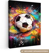 Canvas schilderij voetbal 90x120 cm - Slaap kamer decoratie tieners - Muurdecoratie canvasdoek - Muurdoek keuken interieur verf kleuren - Foto op canvas - Keukenschilderij woondecoratie - Slaapkamer schilderijen