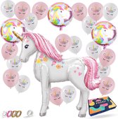 Fissaly® 26 Pcs Lot de Décoration Ballons Licorne - Mega Foil Horse 117 CM - Anniversaire Enfant - Princesse - Hélium
