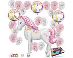 Fissaly 29 Stuks Eenhoorn Ballonnen Versiering Pakket – Mega Folie Paard 117 CM Set– Verjaardag Kind – Prinses – Helium