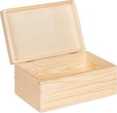 Boîte en bois avec couvercle à rabat naturel - 30 x 23 x 13cm - boîte - boîte de rangement