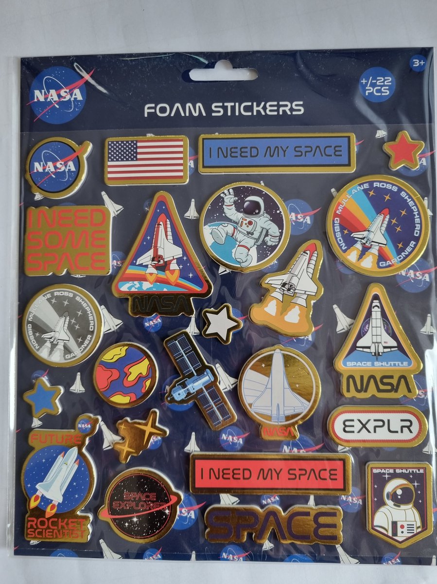 Stickers foam, NASA, ruimtevaart, 22 afbeeldingen per set, klein kindercadeau, jongen, meisje,