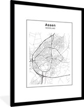 Affiche Zwart Wit - City Map - Assen - Zwart Wit - 60x80 cm - Carte